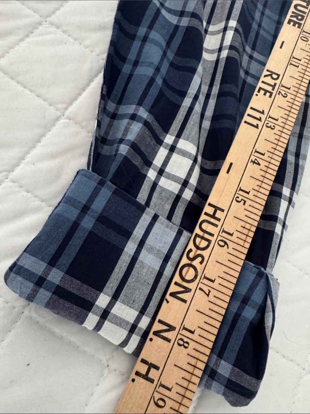 Reimagined Navy Plaid Button-Up Blouse with Ruffled Collar.NWT - Picture 10 of 10